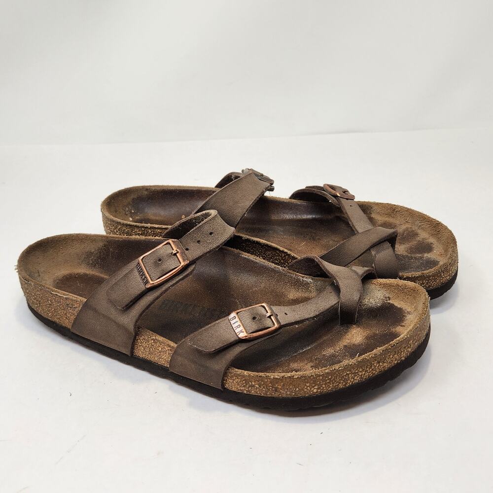 Birkenstock Mayari Mocha Brown Birckibuc Toe Loop Sandal Size US 39 Women 8